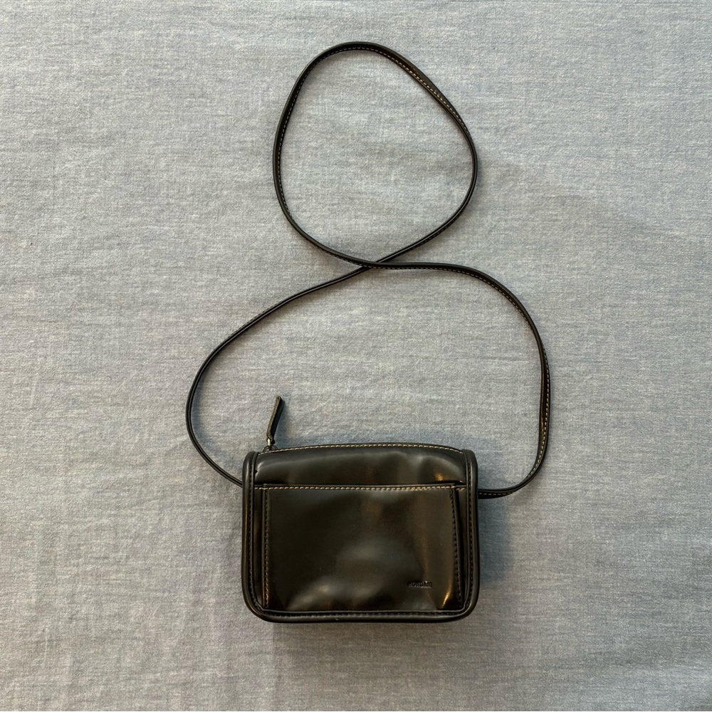Black Faux Leather Crossbody Mini Bag